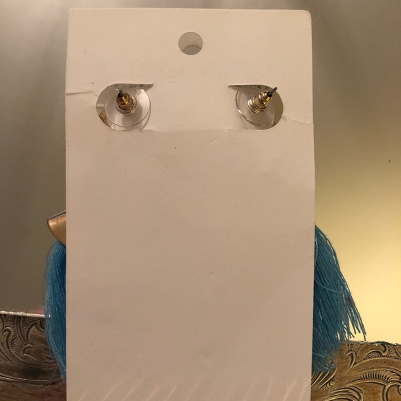 Blue Fringe Earrings - Picture 3 of 3